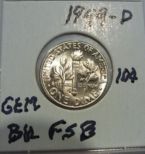 GEM BU 1949-D Roosevelt Dime. High Quality ( 35 )
