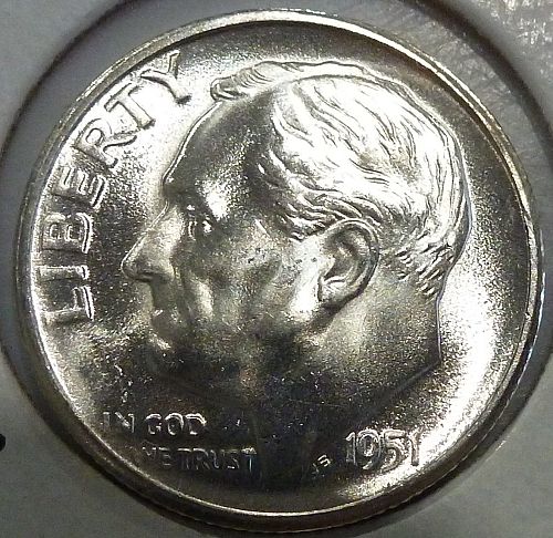 GEM BU 1951-S Roosevelt Dime. High Quality ( 37 )