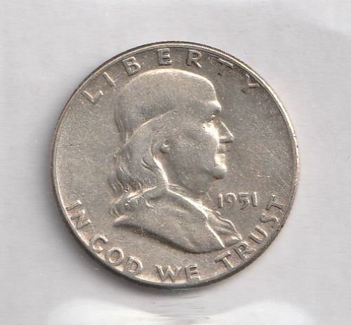1951 Franklin 1/2 Dollar 90% Silver very good condition using (PHOTOGRADE STANDARDS)