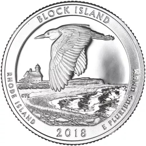 2018   S  PROOF  BLOCK ISLAND   QUARTER