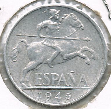 10 Centimos - Iberian rider, Spain, 1945