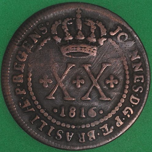 1816B Brazil 20 Reis Fine