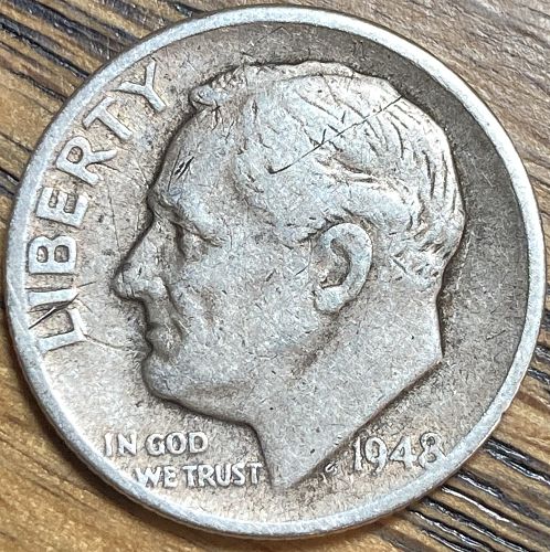 1948D Roosevelt dime in VERY FINE condition