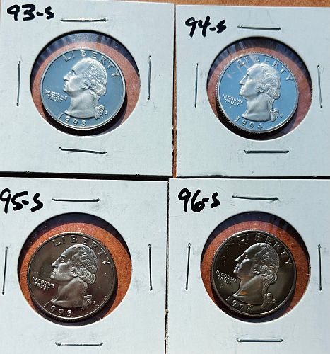 Washington Quarter PROOF cameos, set of FOUR