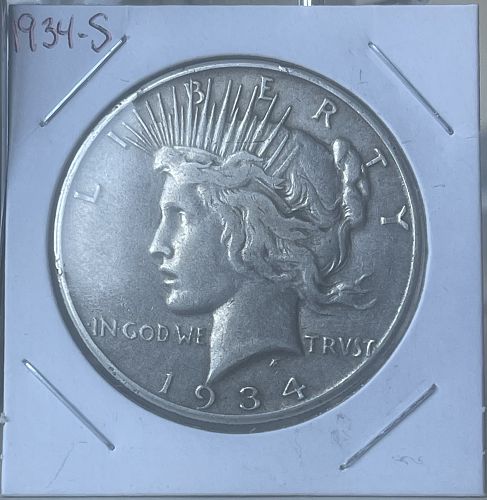 1934-S Peace Silver Dollar • Nice Problem Free Key Date Original Surfaces