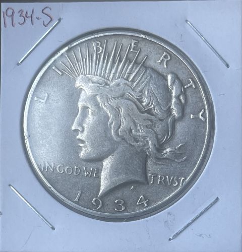 1934-S Peace Silver Dollar • Nice Problem Free Key Date Original Surfaces