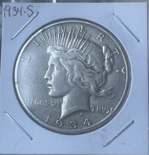 1934-S Peace Silver Dollar • Nice Problem Free Key Date Original Surfaces