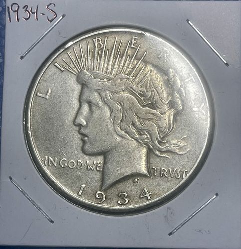 1934-S Peace Silver Dollar • Nice Problem Free Key Date Original Surfaces