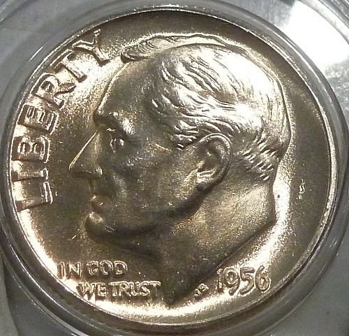 1956-D GEM BRILLIANT UNCIRCULATED Roosevelt Silver Dime. # 176