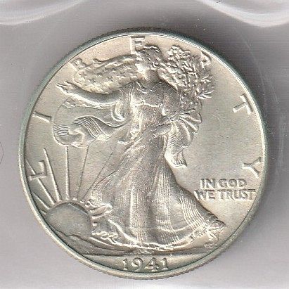 1941-P LIBERTY WALKING HALF DOLLAR 90% SILVER PHOTOGRADE AU GEM