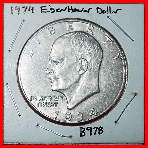 Ⰶ LUNAR DOLLAR (1971-1999): USA ★ 1 DOLLAR 1974! EISENHOWER (1890-1969)! UNC LUSTRE!