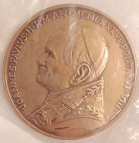 Medal -  Restoring The Facade of St. Peter’s 1985-1986 Pope John Paul II 38mm bronze