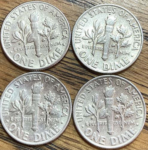 1964 High grade Roosevelt dime in a 4 coin lot