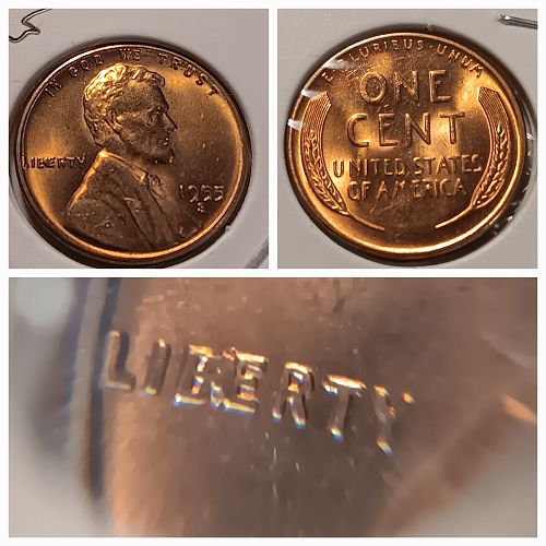 Lot of 3 1955S Lincoln Wheat Cents w/ "BIE" Die Mint Errors
