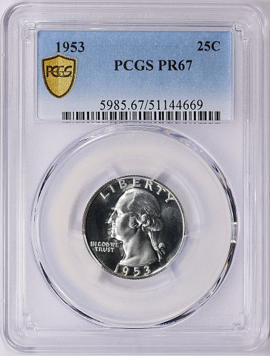 1953 PROOF Washington Quarter, PCGS PR67