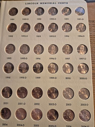 1959 thru 2006 D Album of Lincoln Memorial Pennies