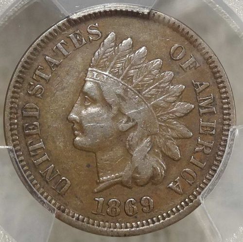 1869 Indian Cent, Semi Key Date, PCGS VF-30