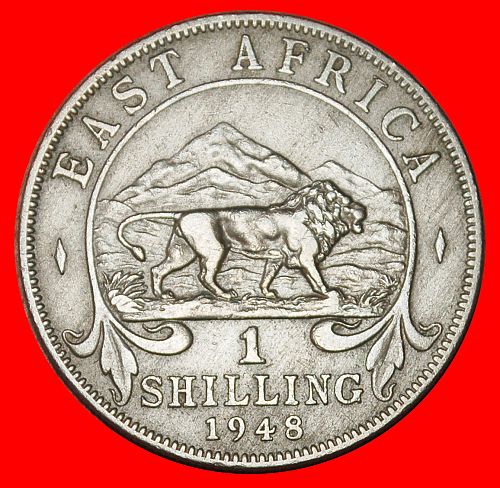 Ⰶ GREAT BRITAIN (1948-1952): EAST AFRICA ★ 1 SHILLING 1948 LION NO INDIA!