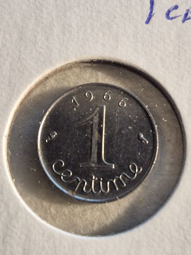 1966 France 1 centime coin