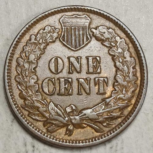 1872 Indian Cent, Snow-5a, Repunched Date, RPD, PCGS AU-50