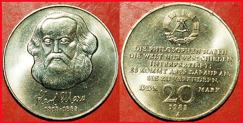 Ⰶ **COMMUNISM 20 marks 1983 ** KARL MARX  1818-1883  Germany