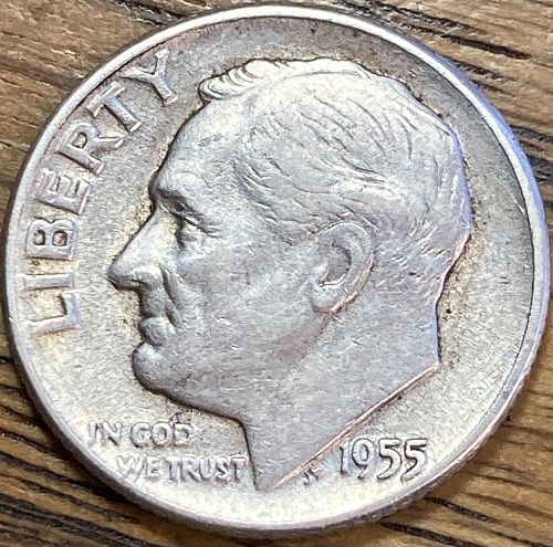 1955 Roosevelt dime in EXTREMELY FINE condition key date lowest minted of the series