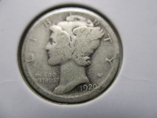 1920  Mercury Dime.  Item: 10 M20-11.