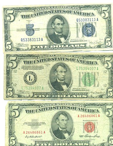 3 DIFFERENT $5 PRINTINGS