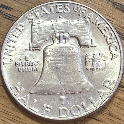 1963D Franklin half in ALMOST UNCIRCULATED-MINT STATE