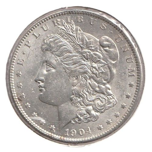 1904-O MORGAN SILVER DOLLAR ABOUT UNCIRCULATED USING ANA GRADING STANDARDS