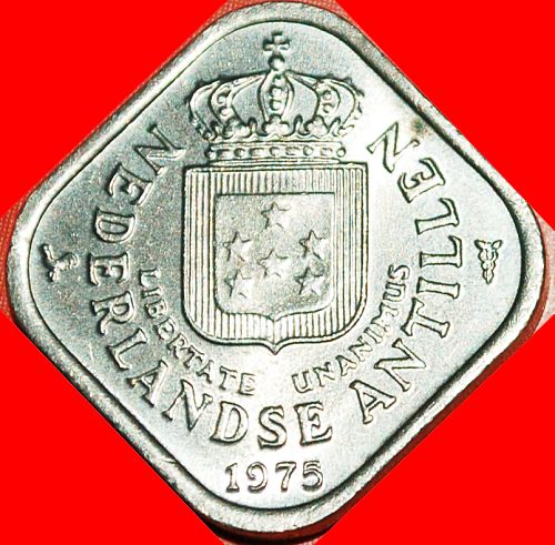 Ⰶ QUADRANGULAR (1971-1985)★ NETHERLAND ANTILLES★ 5 CENTS 1975! WITH ARUBA!