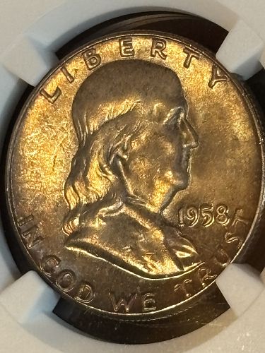 1958 P FRANKLIN HALF DOLLAR NGC MS 66 --- TONED