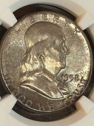 1958 P FRANKLIN HALF DOLLAR NGC MS 66 --- TONED