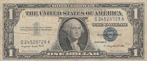 1957   A      $1  SILVER CERTIFICATE