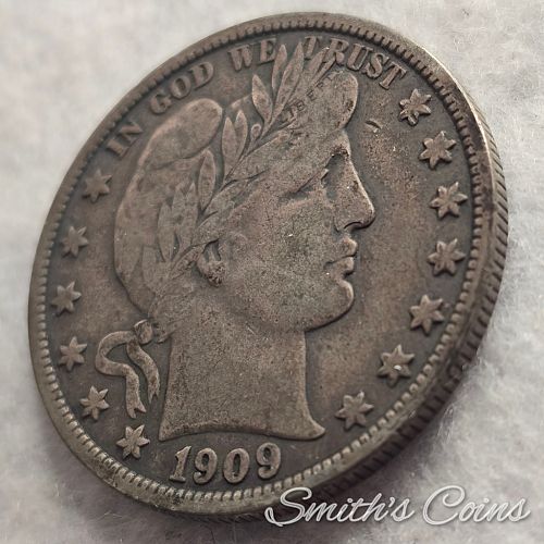 1909 ~ Barber Half Dollar ~ Fine