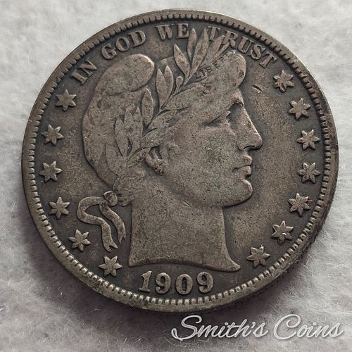1909 ~ Barber Half Dollar ~ Fine