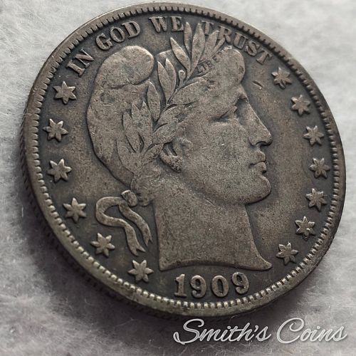 1909 ~ Barber Half Dollar ~ Fine
