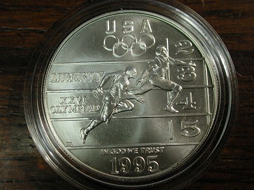 1995d Olympics Track & Field Commemorative 90% Silver Dollar Nice