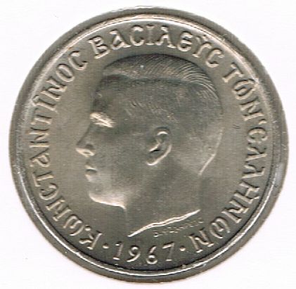 2 Drachmai - Constantine II, Greece, 1967