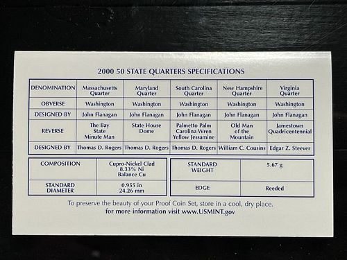 2000-S US Mint America The Beautiful Quarters Quarters Proof Set
