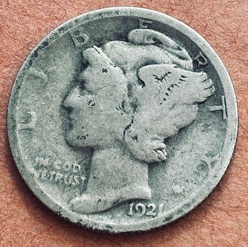 1921 Mercury Dime in G+ condition