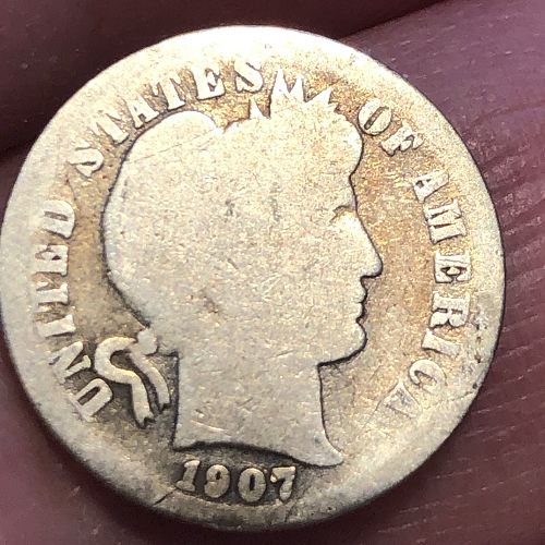 1907-P Barber Dime - AG (About Good) condition
