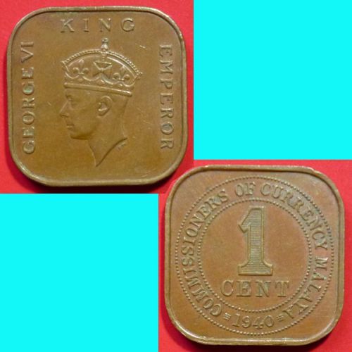 Malaya 1 Cent 1940 KM# 2