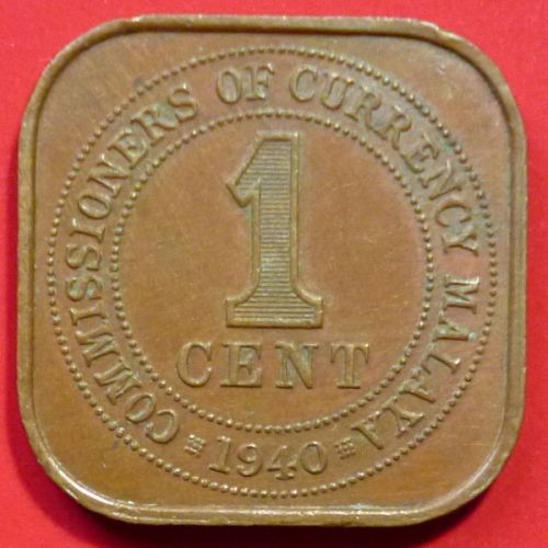 Malaya 1 Cent 1940 KM# 2