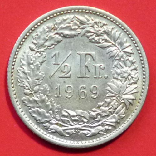 Switzerland Swiss Suisse 1/2 Half Franc 1969 B KM# 2a.1