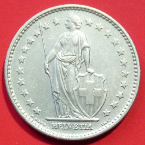 Switzerland Swiss Suisse 2 FrancS 1968 B KM# 21a.1