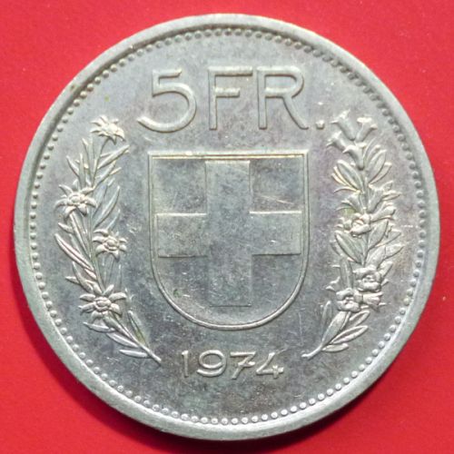 Switzerland Swiss Suisse 5 Francs 1974 B KM# 40a.1