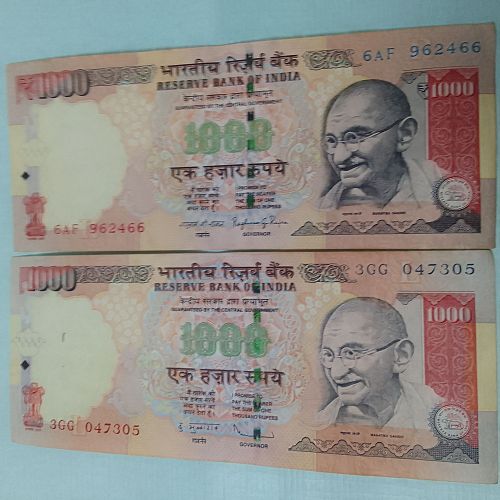 .2 DIFFERENT  SIGN..1000 Rupees... CIRCULATED  2012 & 2014