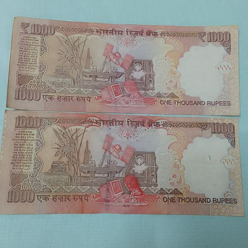 .2 DIFFERENT  SIGN..1000 Rupees... CIRCULATED  2012 & 2014
