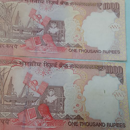 .2 DIFFERENT  SIGN..1000 Rupees... CIRCULATED  2012 & 2014